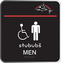 Image of the sign for the Men's room in the Lushootseed language